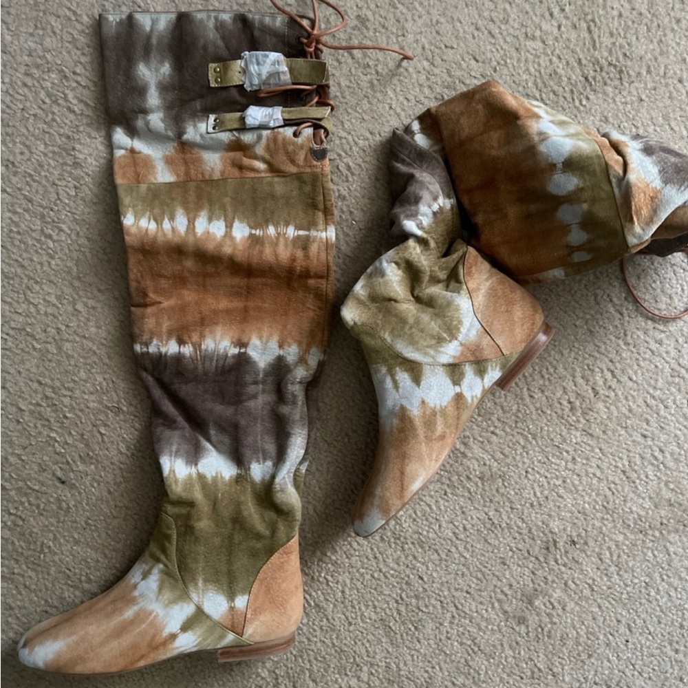 Jeffrey Campbell Suede Tie-Dye Slouch Boots - Picture 3 of 9